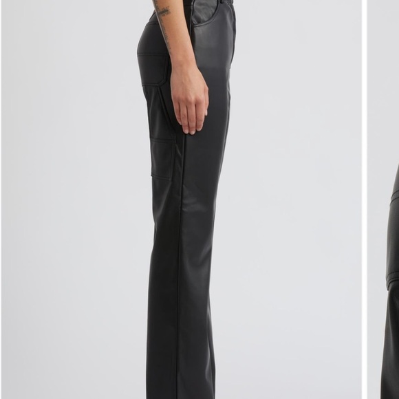 Topshop Faux Leather Straight Leg Pant Black Size 8 - Picture 2 of 14